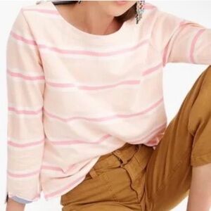 J. Crew Boatneck Striped 100% Cotton Long Sleeve Size Small